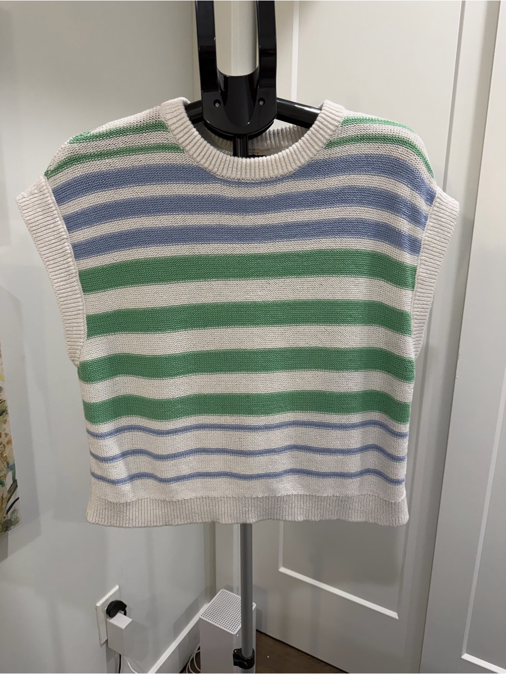 LOFT Striped Knit Tank in Cream, Green & Blue